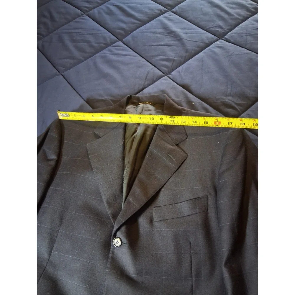 Canali Mens Wool Windowpane Blazer Sport Coat 52R/42R US  Made in Italy Navy